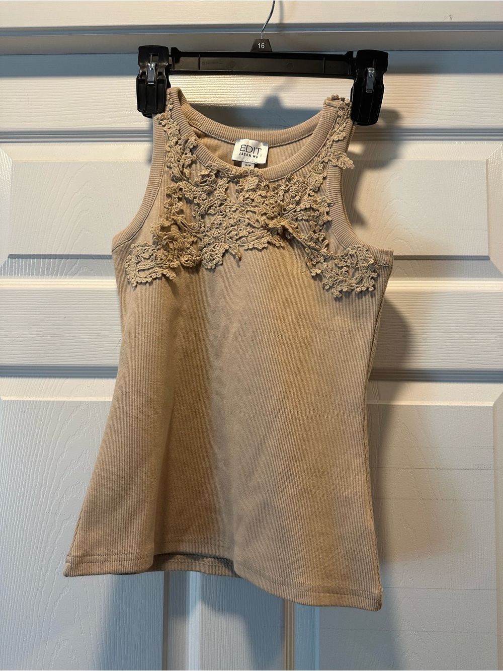 EDIT Jason Wu Women’s Beige Lace-Accent Tank Top